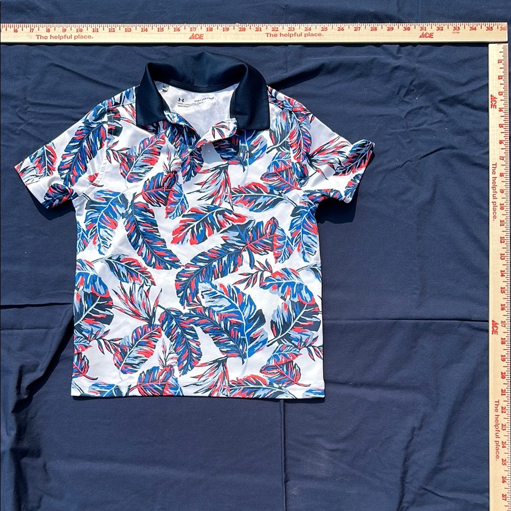 Kids Under Armour Blue and Red Polo Shirt Vibrant Design